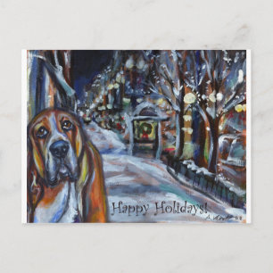 Weihnachts-Basset-Hund Feiertagspostkarte