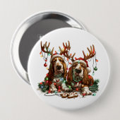 Weihnachts-Basset-Hunde Button (Vorne & Hinten)