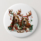 Weihnachts-Basset-Hunde Button (Vorderseite)