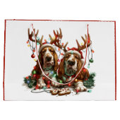 Weihnachts-Basset-Hunde Große Geschenktüte (Rückseite)