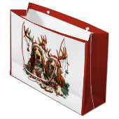 Weihnachts-Basset-Hunde Große Geschenktüte (Vorderseite Schrägansicht)