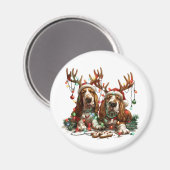 Weihnachts-Basset-Hunde Magnet (Vorderseite/Rückseite)