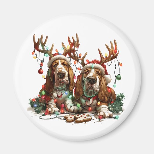 Weihnachts-Basset-Hunde Magnet (Vorne)