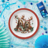 Weihnachts-Basset-Hunde Pappteller (Party)