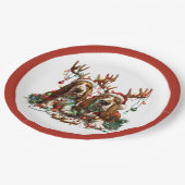 Weihnachts-Basset-Hunde Pappteller (Schrägansicht)