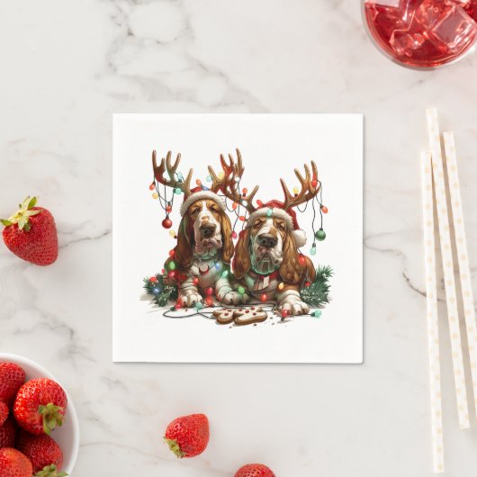 Weihnachts-Basset-Hunde Serviette (Beispiel)
