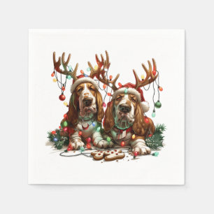 Weihnachts-Basset-Hunde Serviette