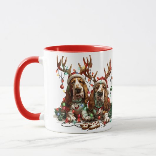 Weihnachts-Basset-Hunde Tasse (Links)