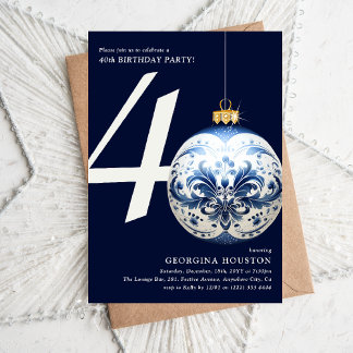 Weihnachts-Bauble 40. Geburtstag Party Einladung