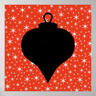 Weihnachts Bauble Design in Schwarz, Rot und Weiß. Poster
