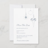 Weihnachts Bauble Ornamente Winter Ice Blue Weddin Save The Date (Vorderseite)