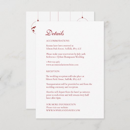 Weihnachts Bauble Ornamente Winter Rot Begleitkarte (Vorne/Hinten)