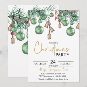 Weihnachts Baubles Festessen Party Einladung