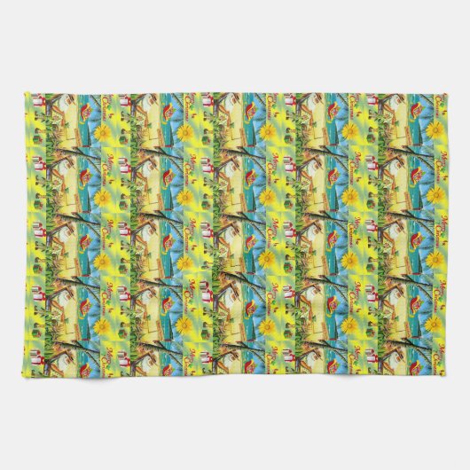 Weihnachts Beach Bum Santa Kitchen Handtücher (Horizontal)