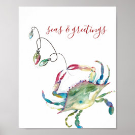 Weihnachts Beach House Aquarell Print Poster