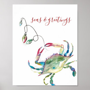 Weihnachts Beach House Aquarell Print Poster