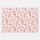 Weihnachts Beach Rose Gold Glitzer Seepferd Rosa Geschenkpapier Set (Vorderseite)
