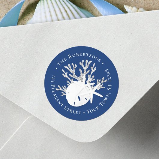 Weihnachts Beach Sand Dollar Marine Rücksendeadres Runder Aufkleber