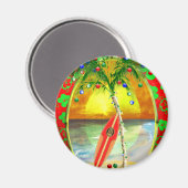 Weihnachts Beach Sunset Magnet (Vorderseite/Rückseite)