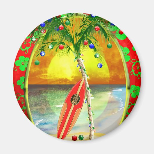 Weihnachts Beach Sunset Magnet (Vorne)
