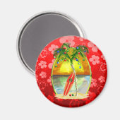 Weihnachts Beach Sunset Magnet (Vorderseite/Rückseite)