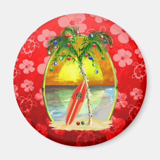 Weihnachts Beach Sunset Magnet (Vorne)