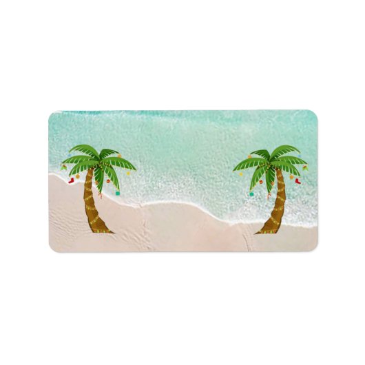 Weihnachts-Beach-Szene-Adressetiketten Adressaufkleber (Vorne)