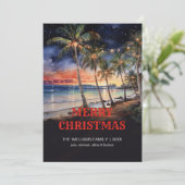 Weihnachts Beach Watercolor Einladung (Stehend Vorderseite)