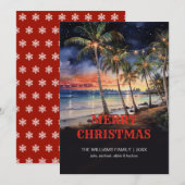 Weihnachts Beach Watercolor Einladung (Vorne/Hinten)