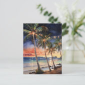 Weihnachts Beach Watercolor Postkarte (Stehend Vorderseite)