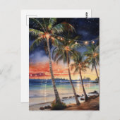 Weihnachts Beach Watercolor Postkarte (Vorne/Hinten)