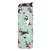 Weihnachts-Beagle Blauwärmer Thermosbecher (Nach links gedreht)