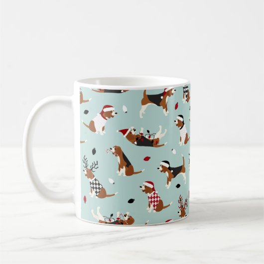 Weihnachts-Beagle Blue Coffee Tasse (Links)