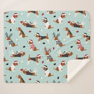 Weihnachts-Beagle Blue Sherpa Blanket Sherpadecke