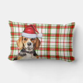 Weihnachts-Beagle Dog Roter grüner Karierter Urlau Lendenkissen