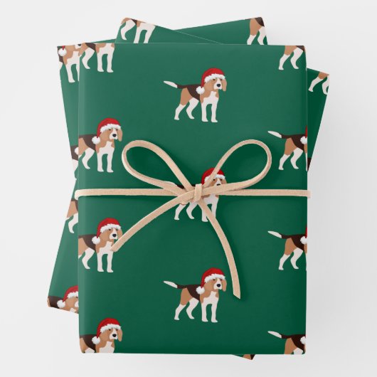 Weihnachts-Beagle-Geschenkpapier-Set aus 3 Bögen Geschenkpapier Set (Beispiel)