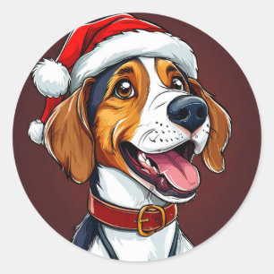 🎄 Weihnachts-Beagle-Hund-Geschenk für Haustierlie Runder Aufkleber