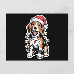 Weihnachts-Beagle-Hund-Santa-Hut-Xmas-Lichter-Feie Feiertagspostkarte