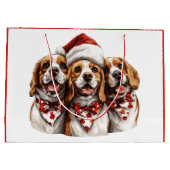 Weihnachts-Beagle-Hunde Große Geschenktüte (Rückseite)