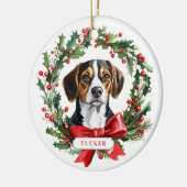 Weihnachts-Beagle Hunde Keramik Circle Ornament (Links)
