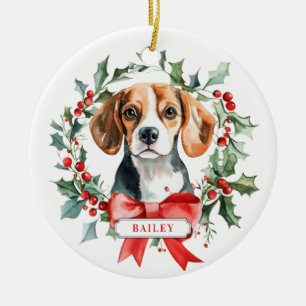 Weihnachts-Beagle Hunde Keramik Circle Ornament