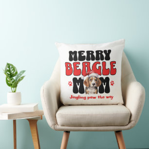 Weihnachts-Beagle-Hundemama Kissen