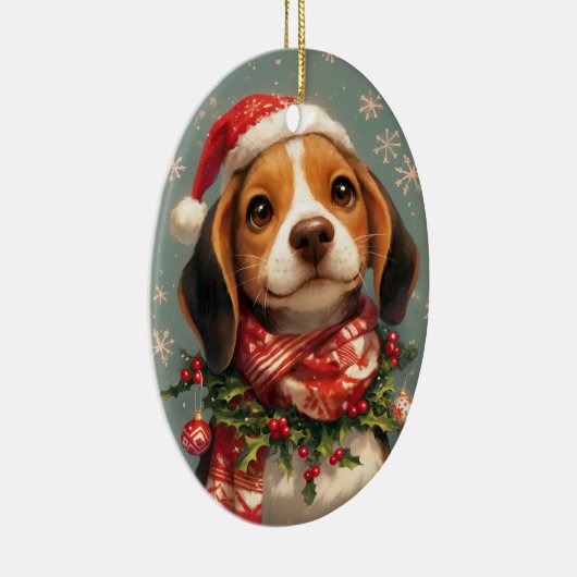Weihnachts-Beagle Keramik Ornament (Rechts)