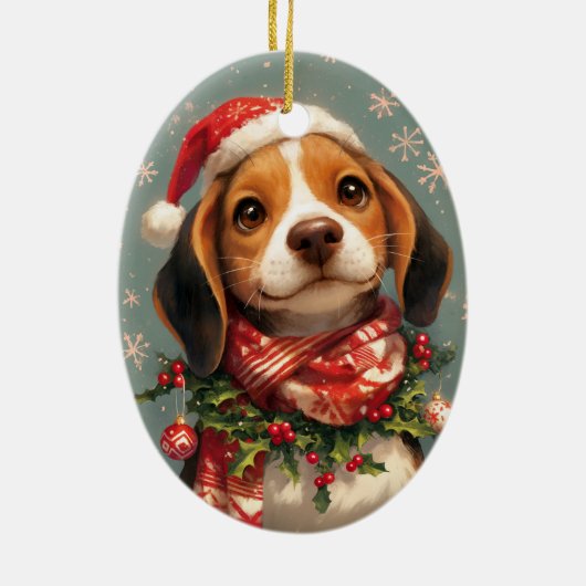 Weihnachts-Beagle Keramik Ornament (Hinten)