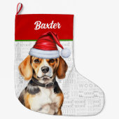 Weihnachts-Beagle mit dem Namen des Hundes Großer Weihnachtsstrumpf (Vorderseite)