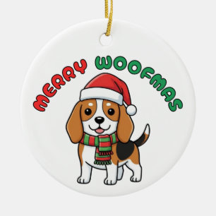 Weihnachts-Beagle-Ornament: Frohe Weihnachtsmänner Keramik Ornament