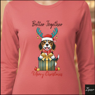 Weihnachts-Beagle-Rentier-Schal-Geschenk-Grafik Tri-Blend Shirt