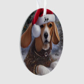 Weihnachts-Beagle, Santa Dog-Ornament Ornament (Vorderseite)
