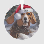 Weihnachts-Beagle, Santa Dog-Ornament Ornament (Rückseite)