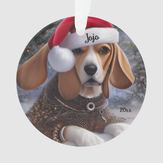 Weihnachts-Beagle, Santa Dog-Ornament Ornament (Vorderseite)